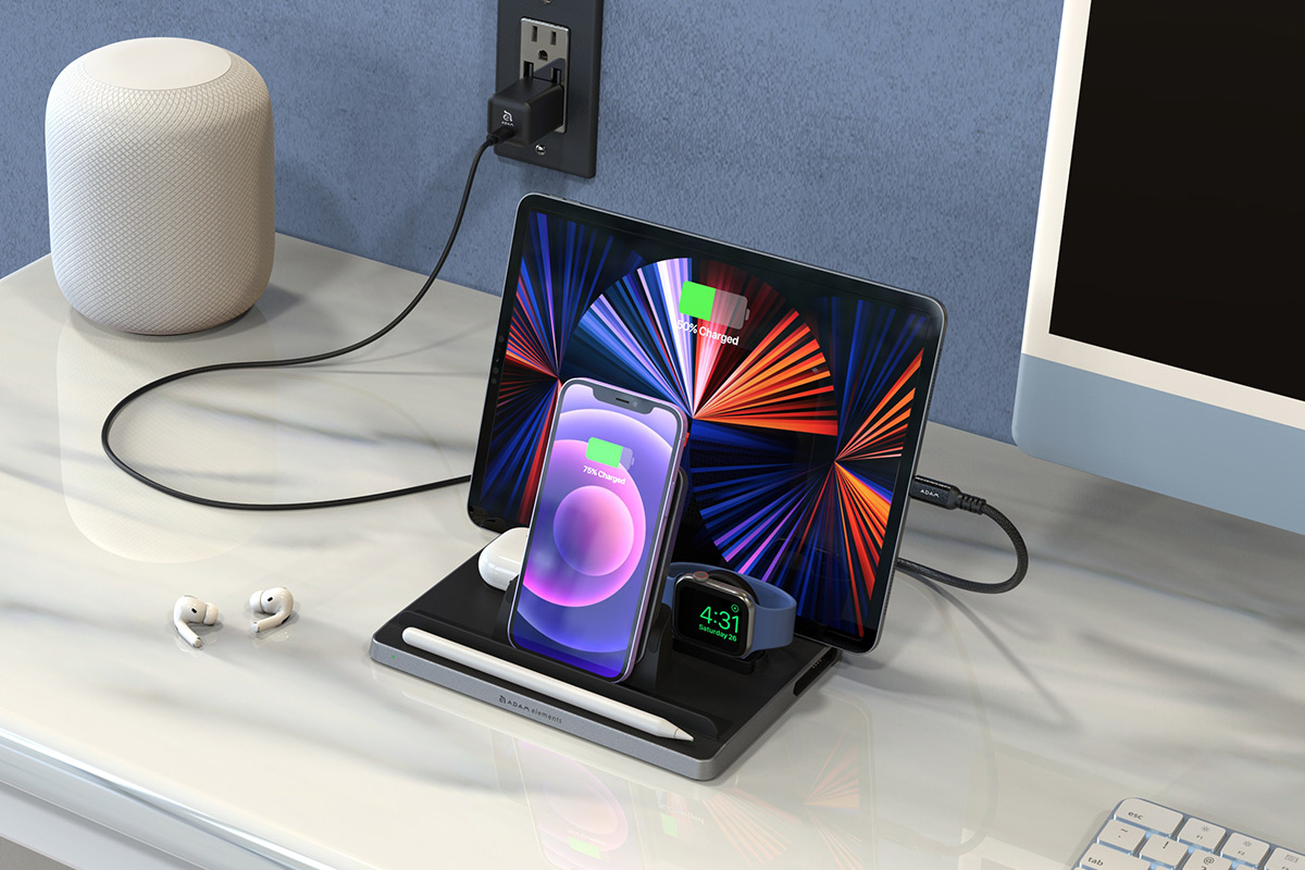 Juice up your entire collection of Apple products at once with this OMNIA Q5 5-in-1 Wireless Charging Station