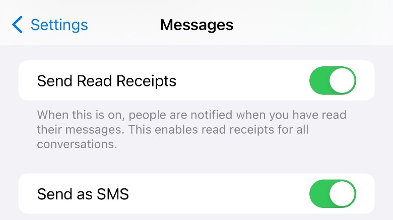 Read receipts setting on iOS